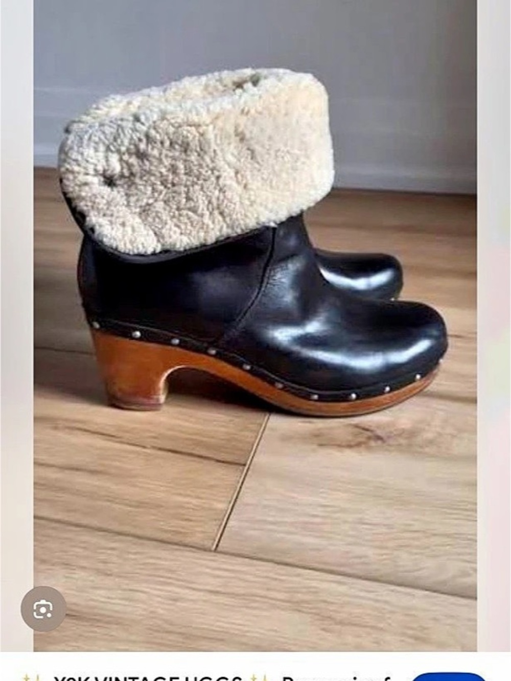 Vintage UGG Lynnea shearling leather black boots 10